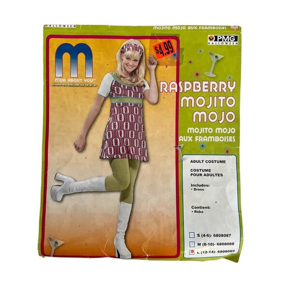 PMG Halloween Costume 60s Gogo Mojito Mojo Mod Size Large 12/14 New - Picture 2 of 15
